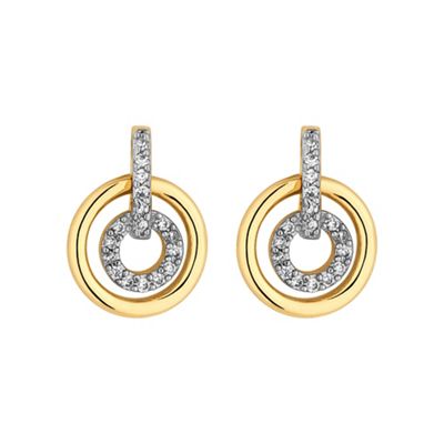 Gold double circle mini earring
